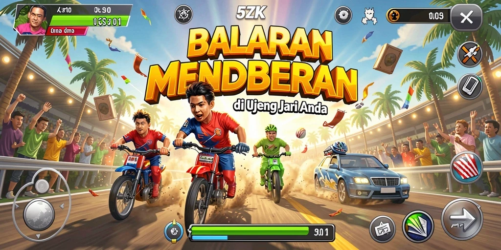 Tangkapan layar 5ZK menampilkan aksi balap yang seru dan mendebarkan.