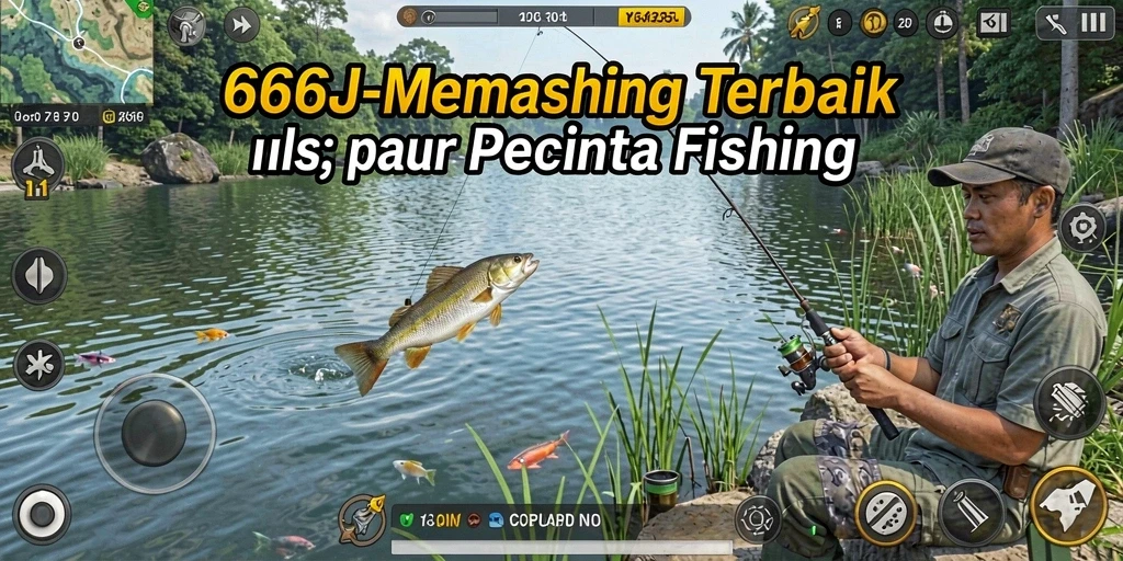 Tampilan utama gameplay 666J dengan aksi memancing yang seru.