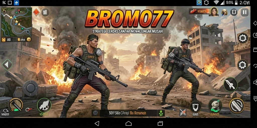 Screenshot gameplay BROMO77 dengan pertempuran strategi yang intens.