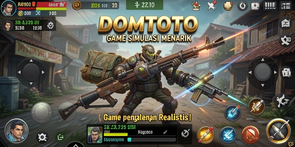 Tampilan gameplay menarik dari DOMTOTO dengan elemen simulasi yang kaya.