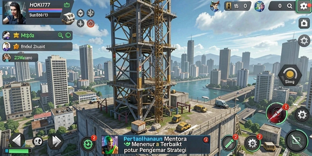 Gameplay HOKI777 yang penuh aksi dalam mempertahankan menara.