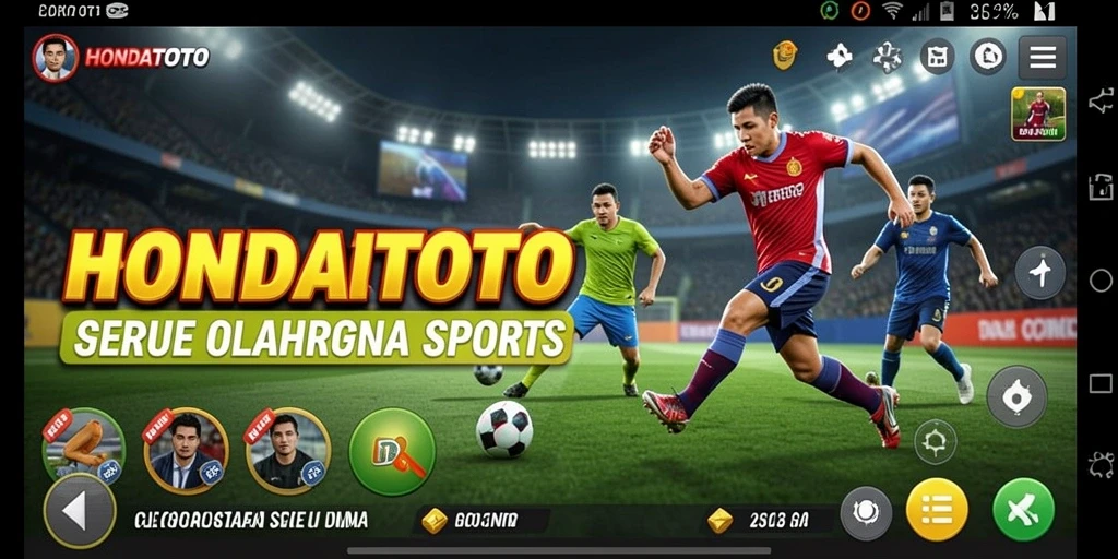 Tampilan gameplay HONDATOTO dengan pemain bertanding di lapangan.