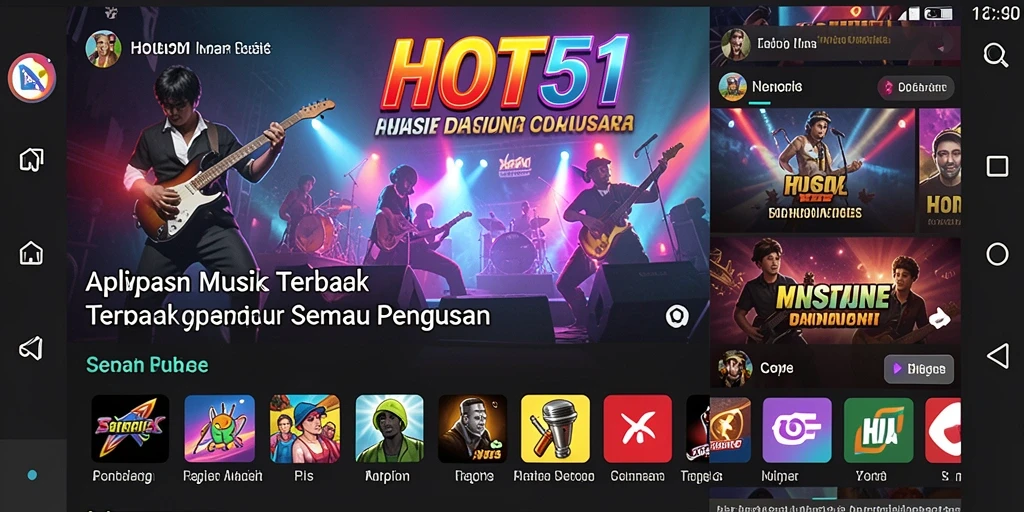 Tampilan gameplay HOT51 menunjukkan antarmuka musik yang menarik.