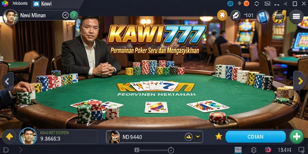 Tampilan permainan poker KAWI777 yang menarik dan seru.