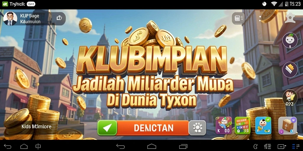 Screenshot gameplay KLUBIMPIAN yang menunjukkan aktivitas mengelola bisnis.