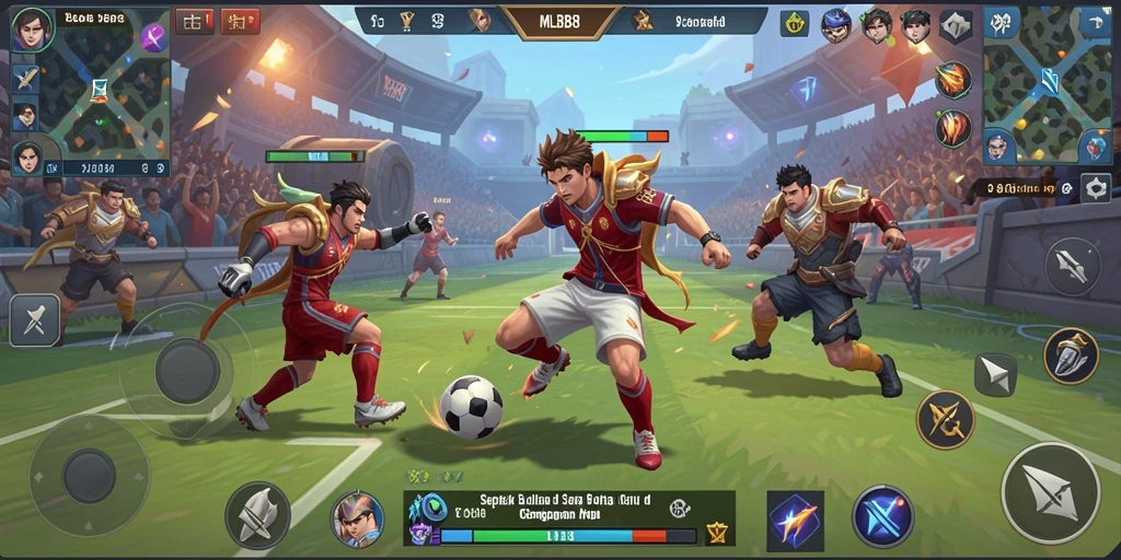 Tangkapan layar MLBB8 menampilkan keseruan pertandingan sepak bola.