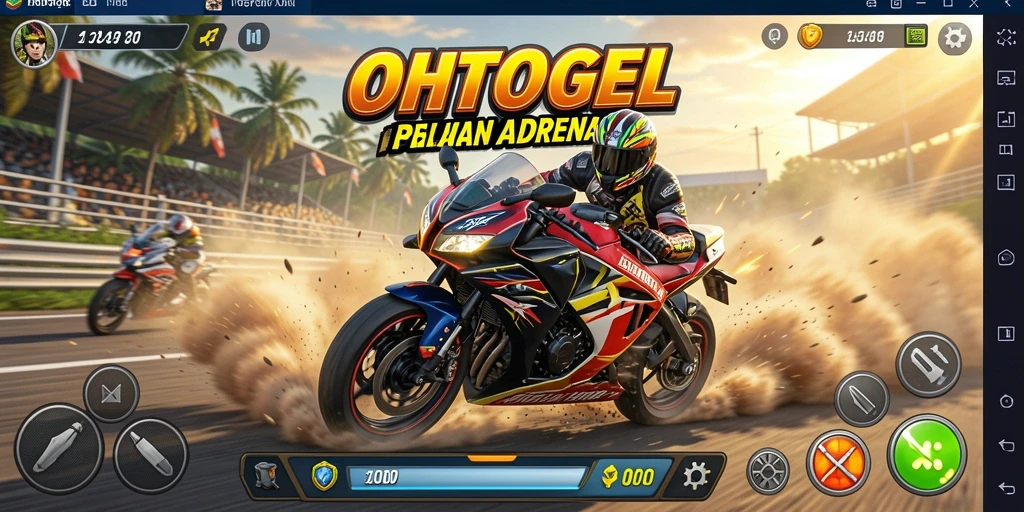 Gameplay OHTOGEL dengan aksi balapan motor yang seru