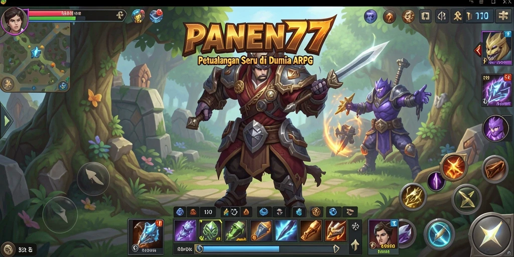 Screenshot utama PANEN77 yang menunjukkan aksi bertarung ARPG.