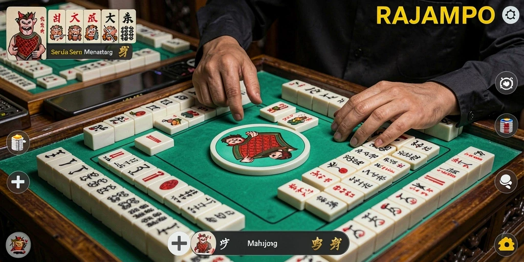 Tampilan gameplay seru RAJAMPO dengan berbagai level Mahjong yang menantang.