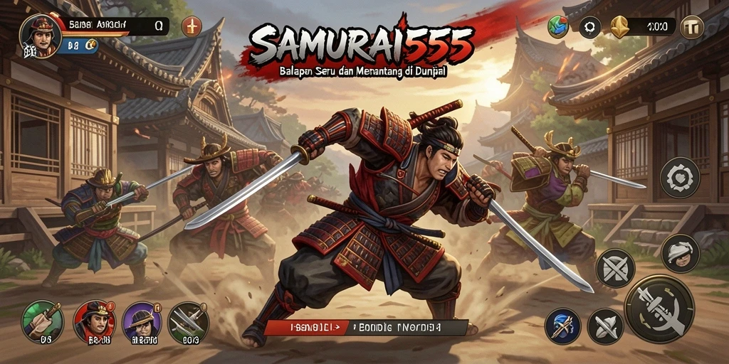 Screenshot gameplay SAMURAI555 menampilkan balapan seru di trek indah.