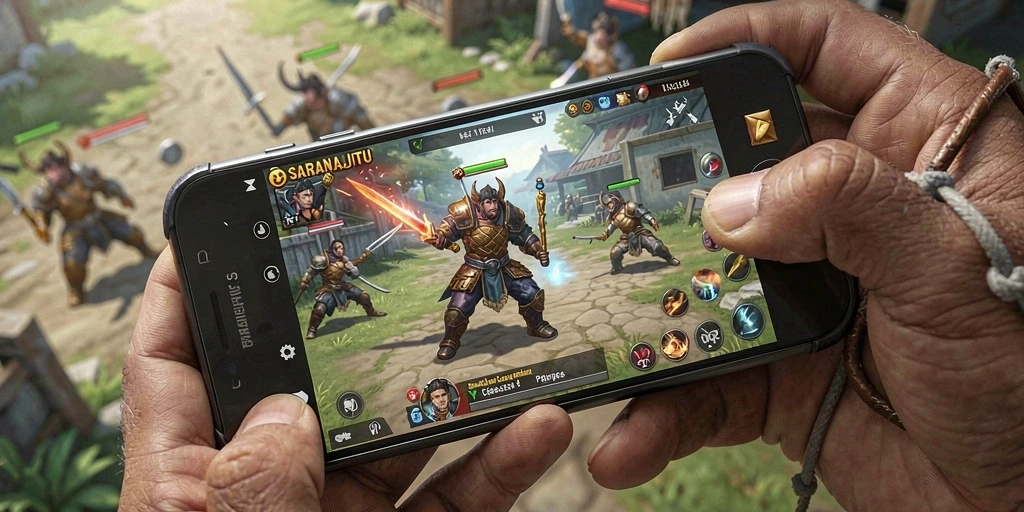 Tampilan gameplay SARANAJITU yang menegangkan dan mengasyikkan.