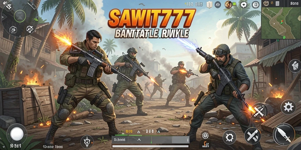 Tampilan aksi sengit dalam gameplay Battle Royale SAWIT777.