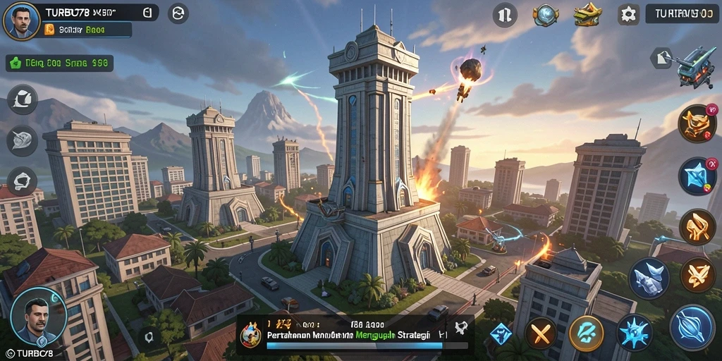 Gameplay seru di TURBO78 dengan menara yang strategis.
