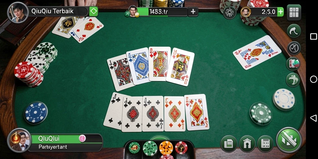 Screenshot V07 menunjukkan tampilan permainan QiuQiu yang menarik.