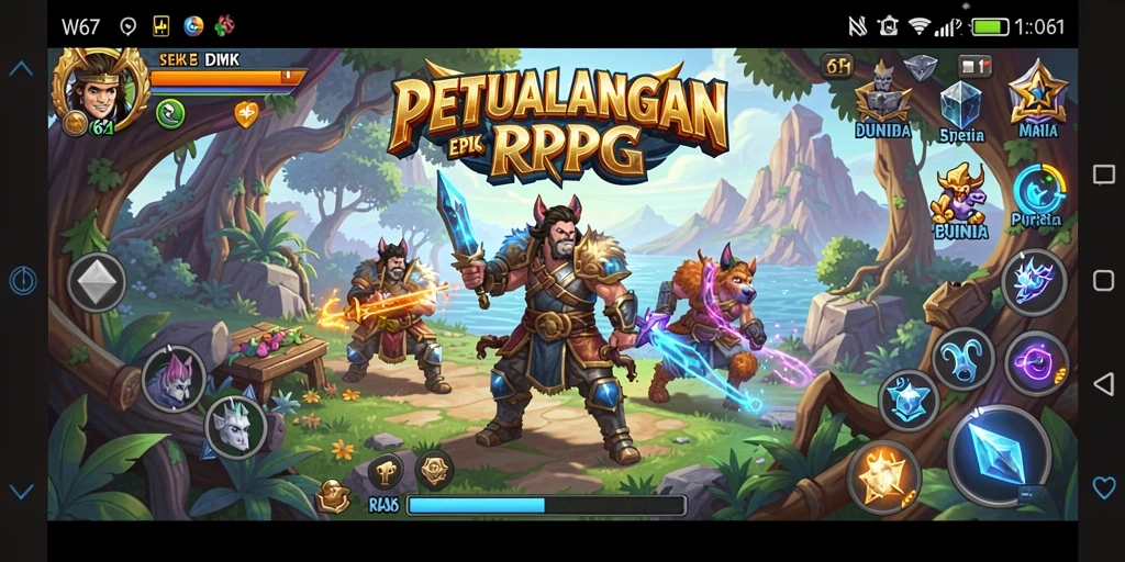 Tampilan gameplay <strong>W67</strong> yang menampilkan pertarungan mendebarkan dan petualangan luar biasa.