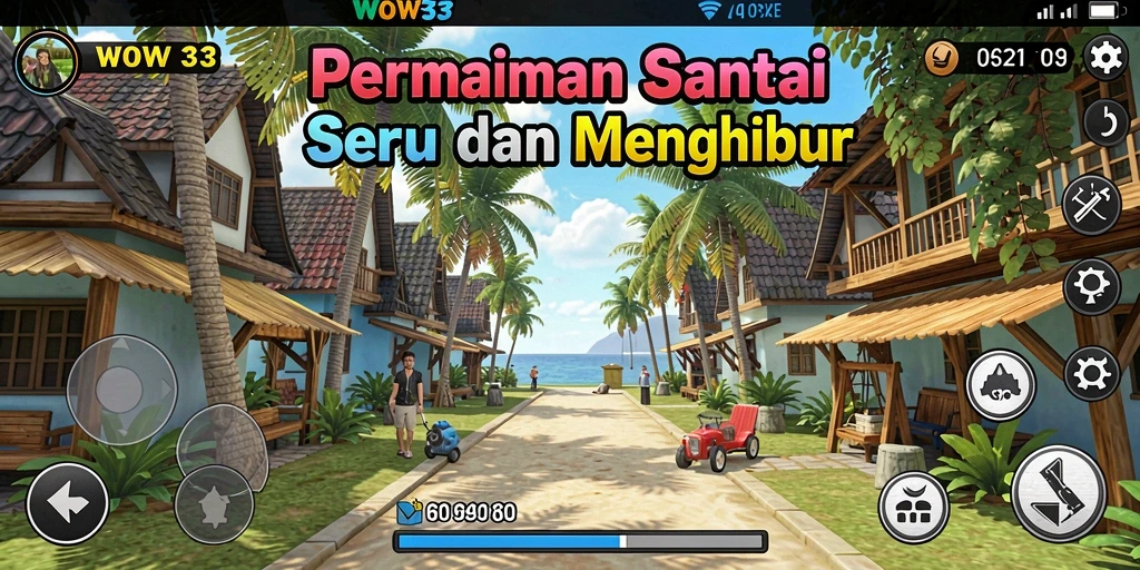Tampilan gameplay WOW33 dengan grafis menarik dan tantangan seru.