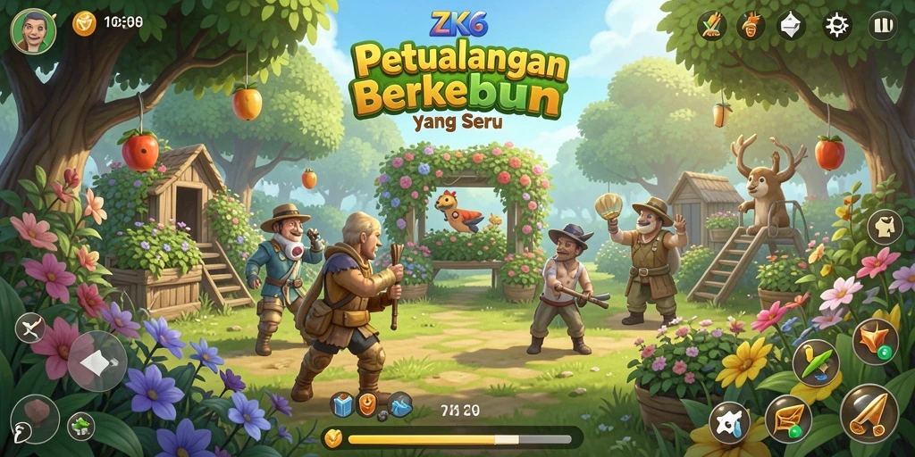 Gambaran gameplay ZK6 yang mengasyikkan dalam berkebun.